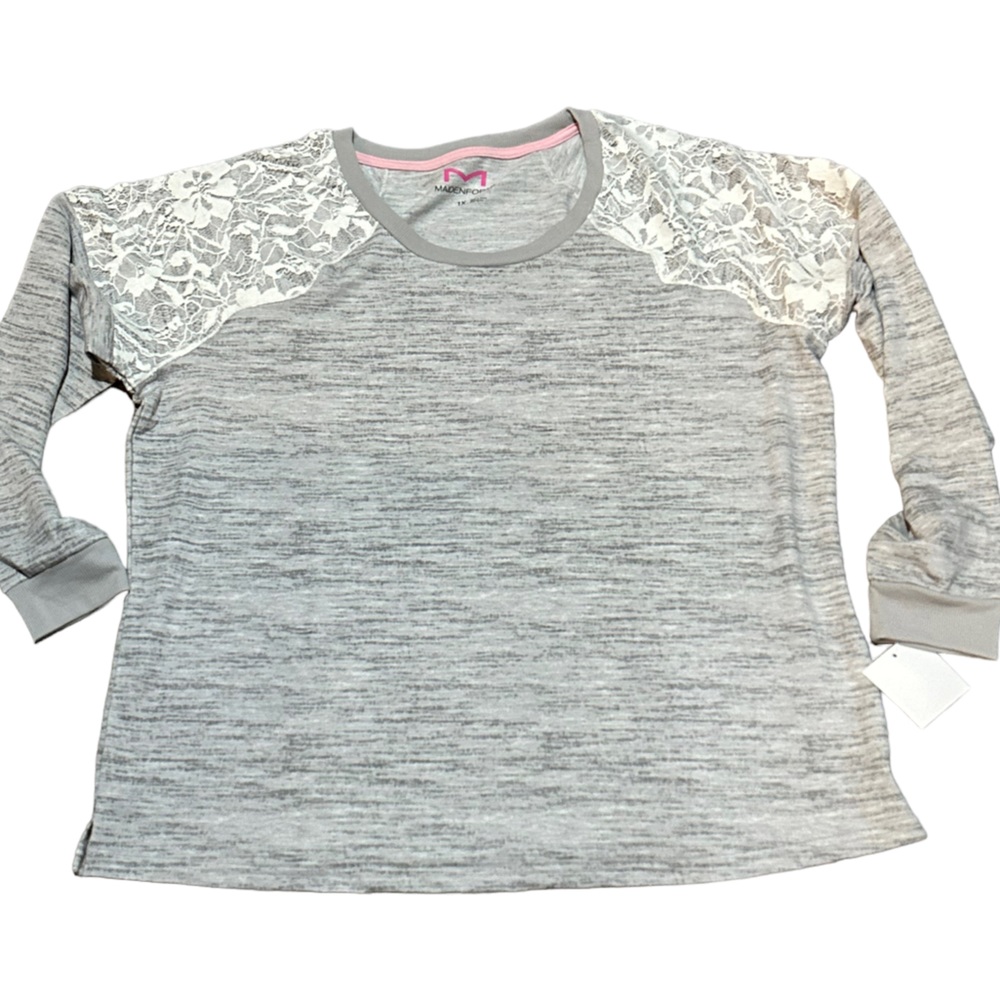 Maternity Maidenform size 1X gray, long sleeve with lace‎ on the shoulder…